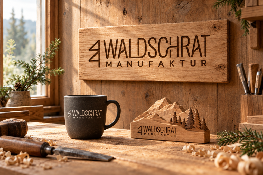 Pixel Medien Portfolio Waldschrat Manufaktur Logo Komposition