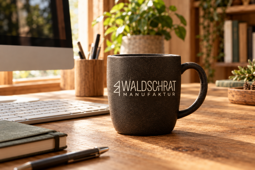 Pixel Medien Portfolio Waldschrat Manufaktur Logo Tasse
